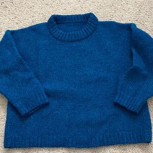Handmade Teal Wool Sweater. L.